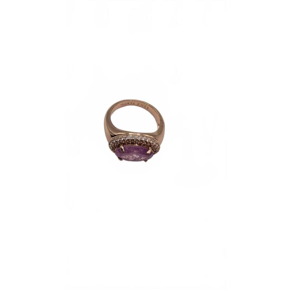 Elegant Pink Gemstone Silver Ring with Rose Gold Plating Size 6 - Picture 6 of 8